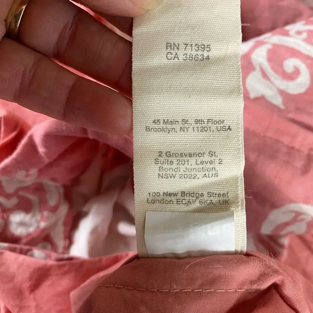 West Elm Coral and White Duvet Cover Set
